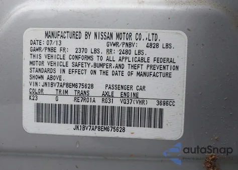 2014 Infiniti Q50 Premium z USA, uszkodzony, nr VIN JN1BV7AP8EM675628